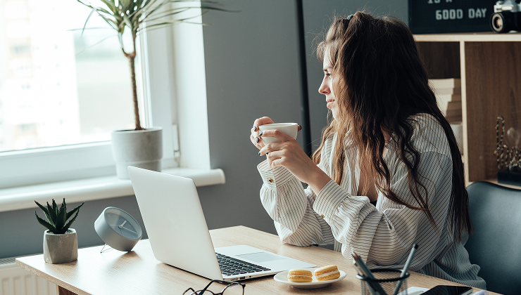 Young Adult Girl Working From Home